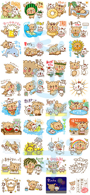 もじゃーずのLINEスタンプ2 夏ver.できたよ